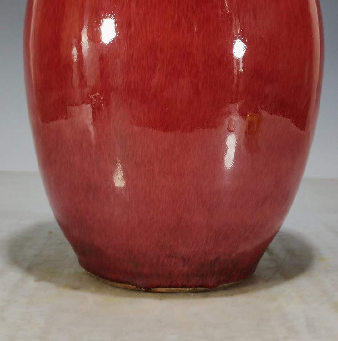 美品.精工细作单色釉郎窑红釉冬瓜罐 