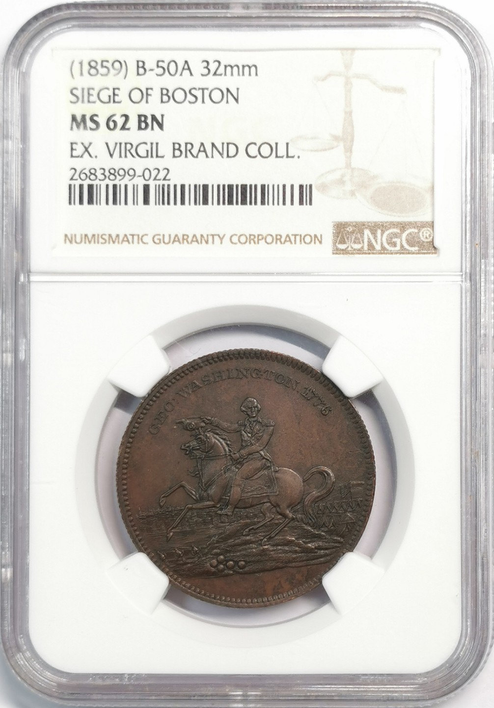 凡希社世界钱币微拍第二百零五期 荐！1859波斯顿围城纪念章NGC-MS62名家旧藏！