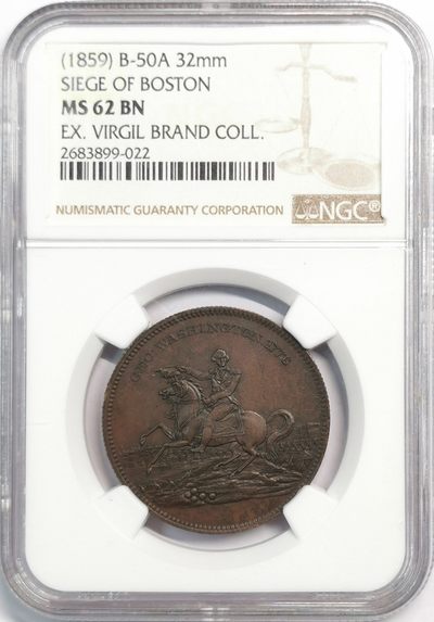 凡希社世界钱币微拍第二百零五期 - 荐！1859波斯顿围城纪念章NGC-MS62名家旧藏！