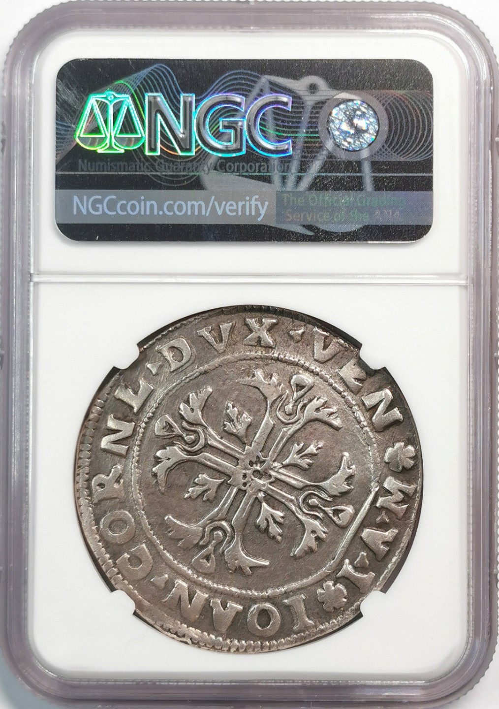 凡希社世界钱币微拍第二百零五期 1634威尼斯共和国盾徽飞狮SCUDO大银NGC-XFD细节良好稀有品种！