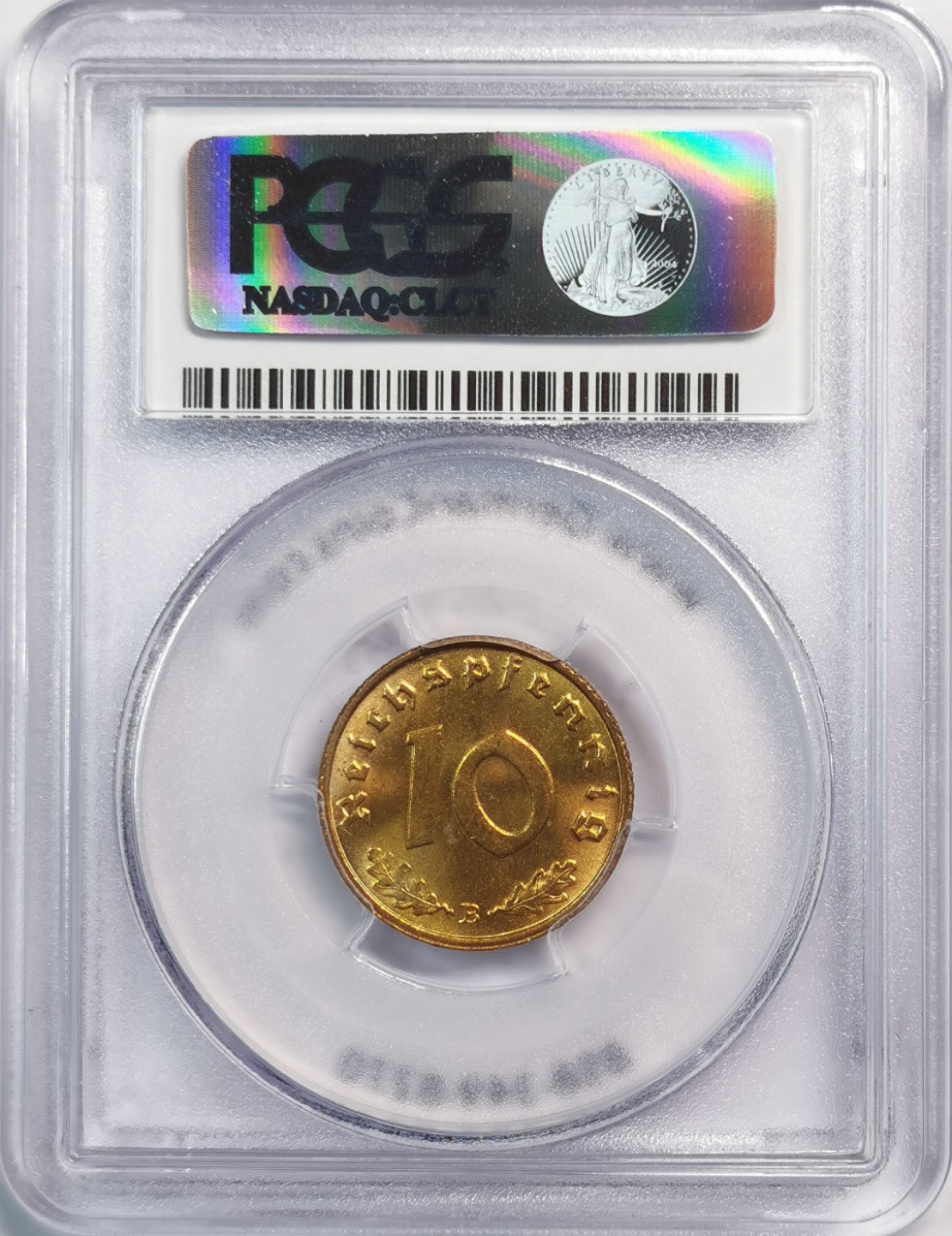 凡希社世界钱币微拍第二百零五期 1938德国10芬尼黄铜币PCGS-MS64