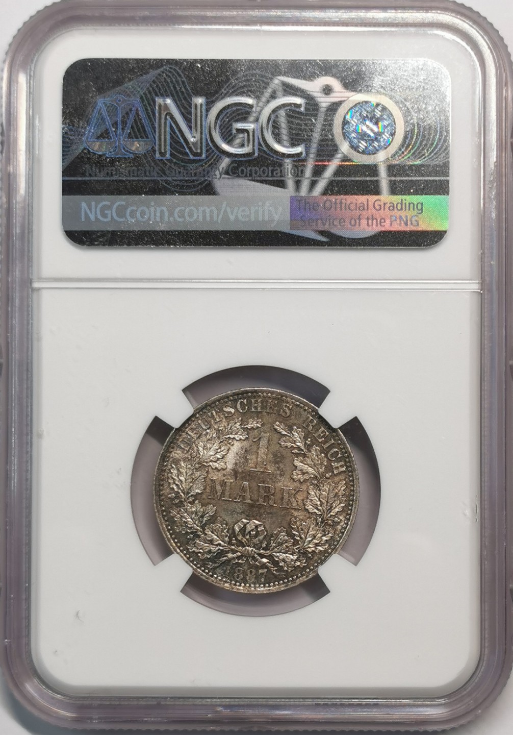 凡希社世界钱币微拍第二百零五期 1887A德国短翅银马克NGC-MS64