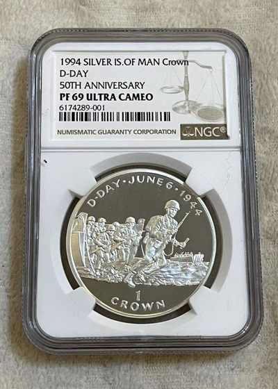 【麦克币章收藏】拍卖第二期 - 英属马恩岛诺曼底登陆50周年纪念精制币