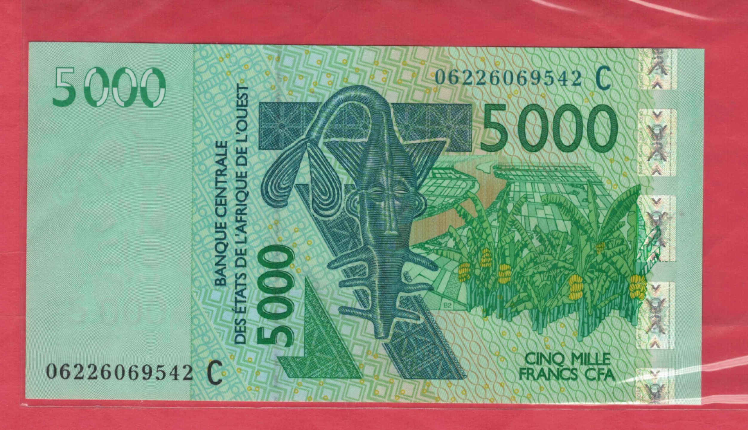 西非共同体2003年版之2006年5000法郎 布基纳法索 字母C 实物图 UNC