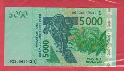 西非共同体2003年版之2006年5000法郎 布基纳法索 字母C 实物图 UNC - 西非共同体2003年版之2006年5000法郎 布基纳法索 字母C 实物图 UNC