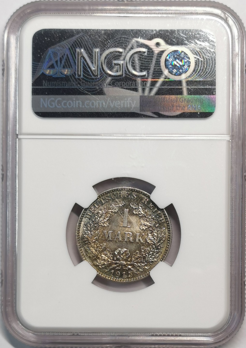 凡希社世界钱币微拍第二百零五期 1915E德国银马克NGC-MS65五彩！