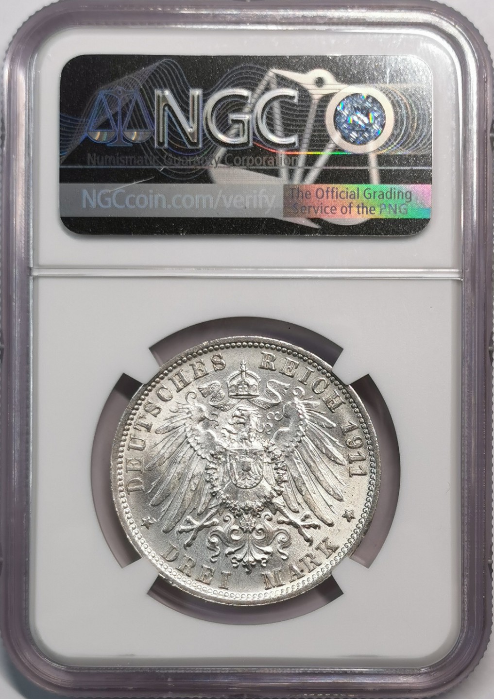 凡希社世界钱币微拍第二百零五期 1911符腾堡3马克NGC-MS64