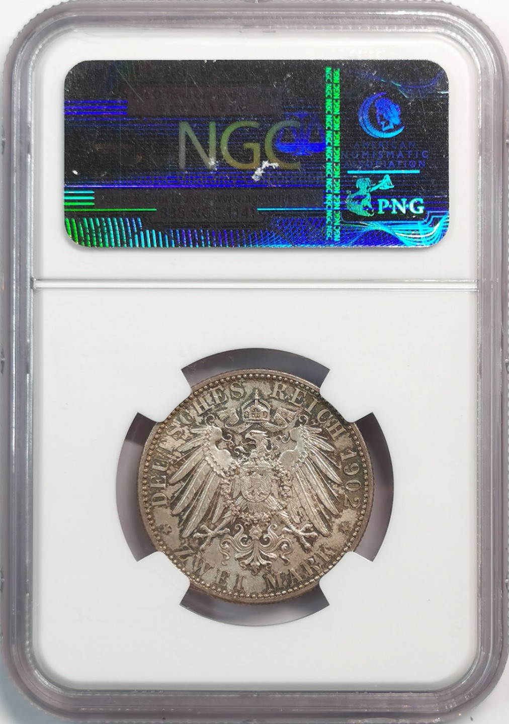 凡希社世界钱币微拍第二百零五期 1902德国巴登执政50周年2马克NGC-MS65