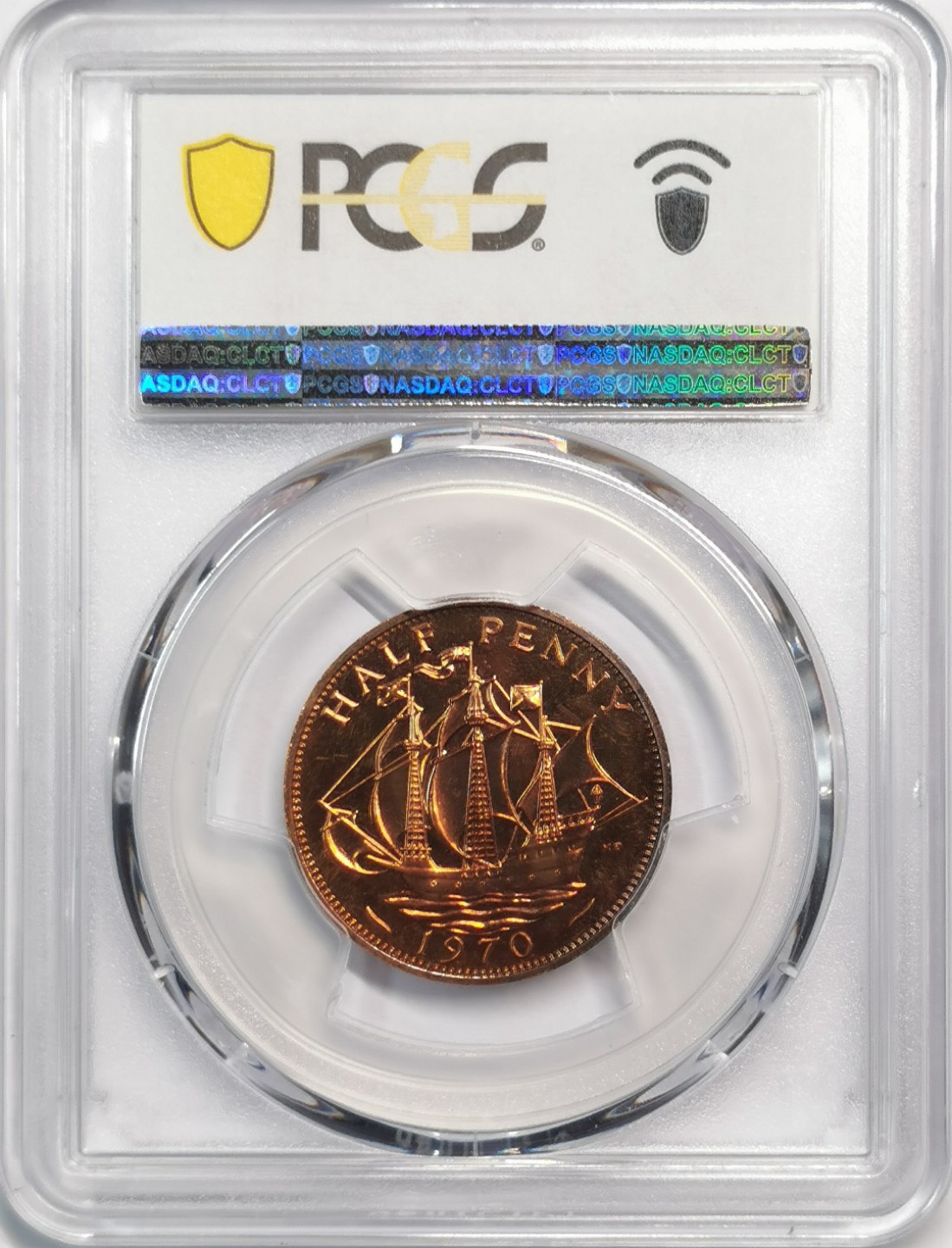 凡希社世界钱币微拍第二百零五期 1970英国1/2便士精铸PCGS-PR66RD