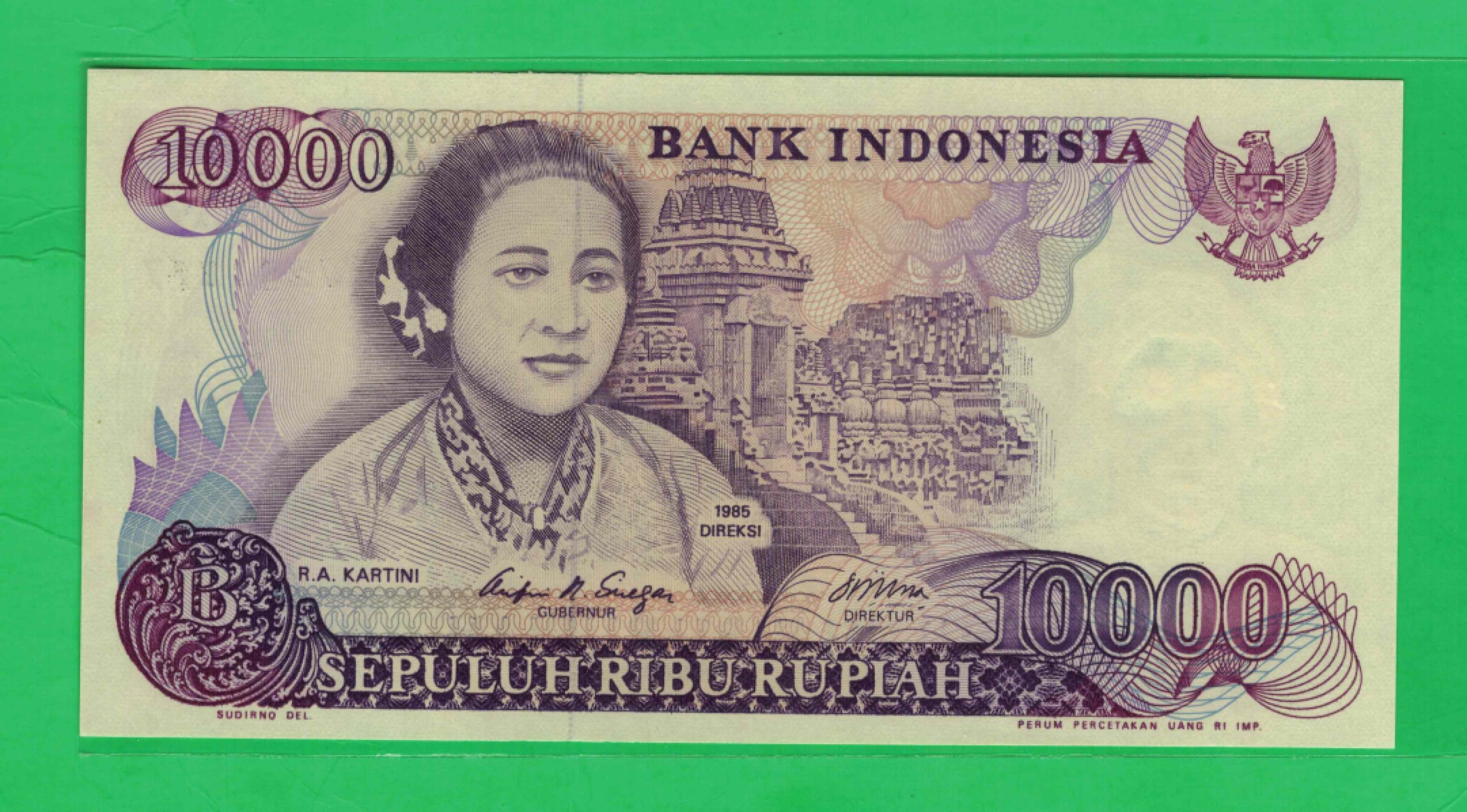 印度尼西亚1985年10000卢比 克劳斯目录P-126a 实物图 UNC   