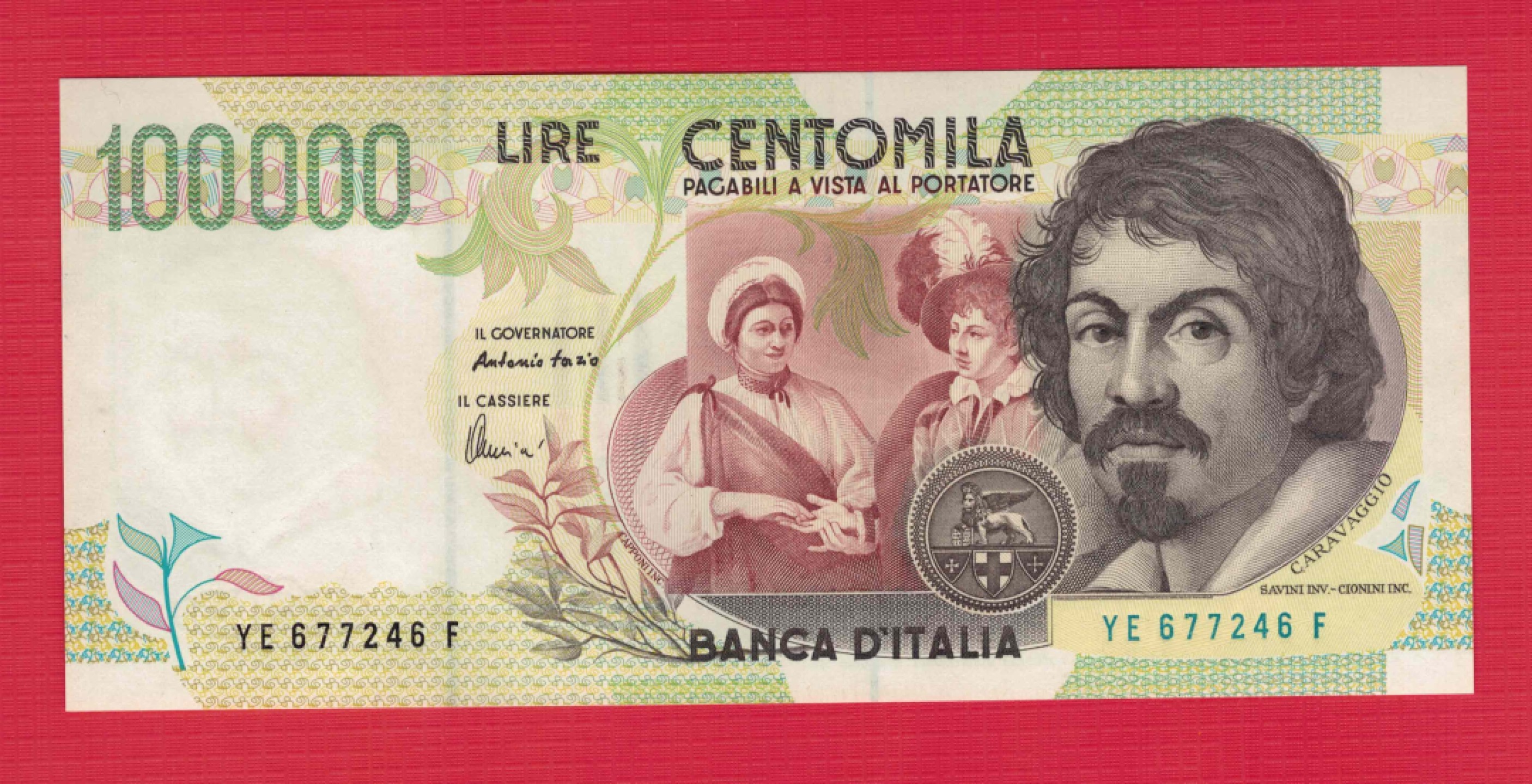 意大利1994年100000里拉 10万里拉 签名如图 P-117b 欧洲纸币 UNC  