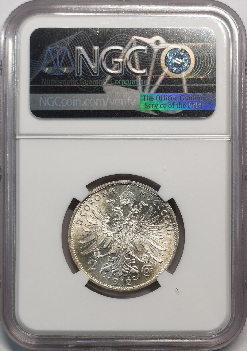 凡希社世界钱币微拍第二百零五期 1912奥地利2科罗那银币NGC-MS63