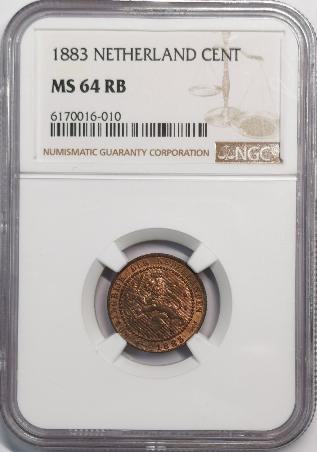 凡希社世界钱币微拍第二百零五期 1883荷兰1分铜币NGC-MS64