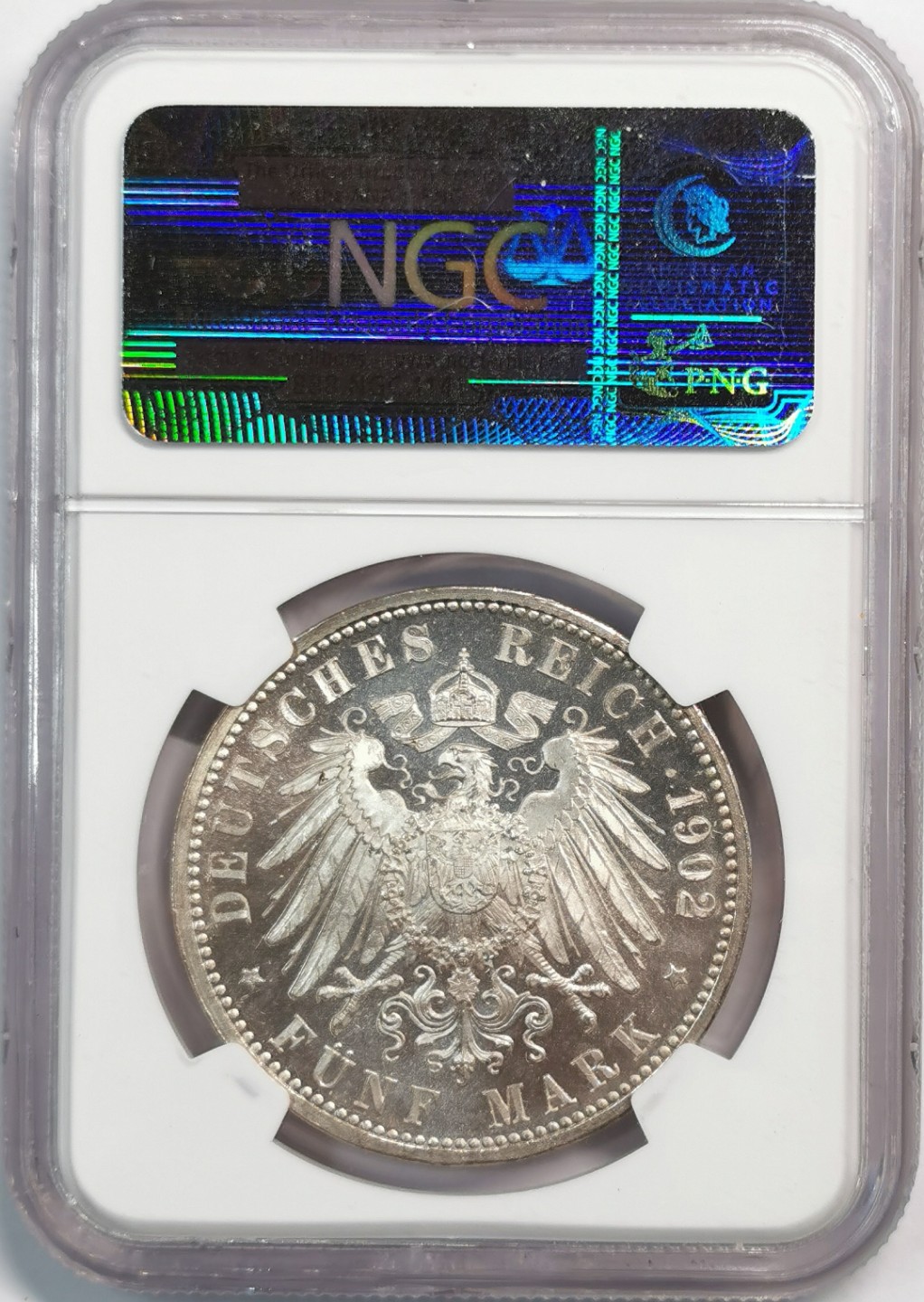 凡希社世界钱币微拍第二百零五期 1902德国巴登执政50周年5马克大银NGC-MS65