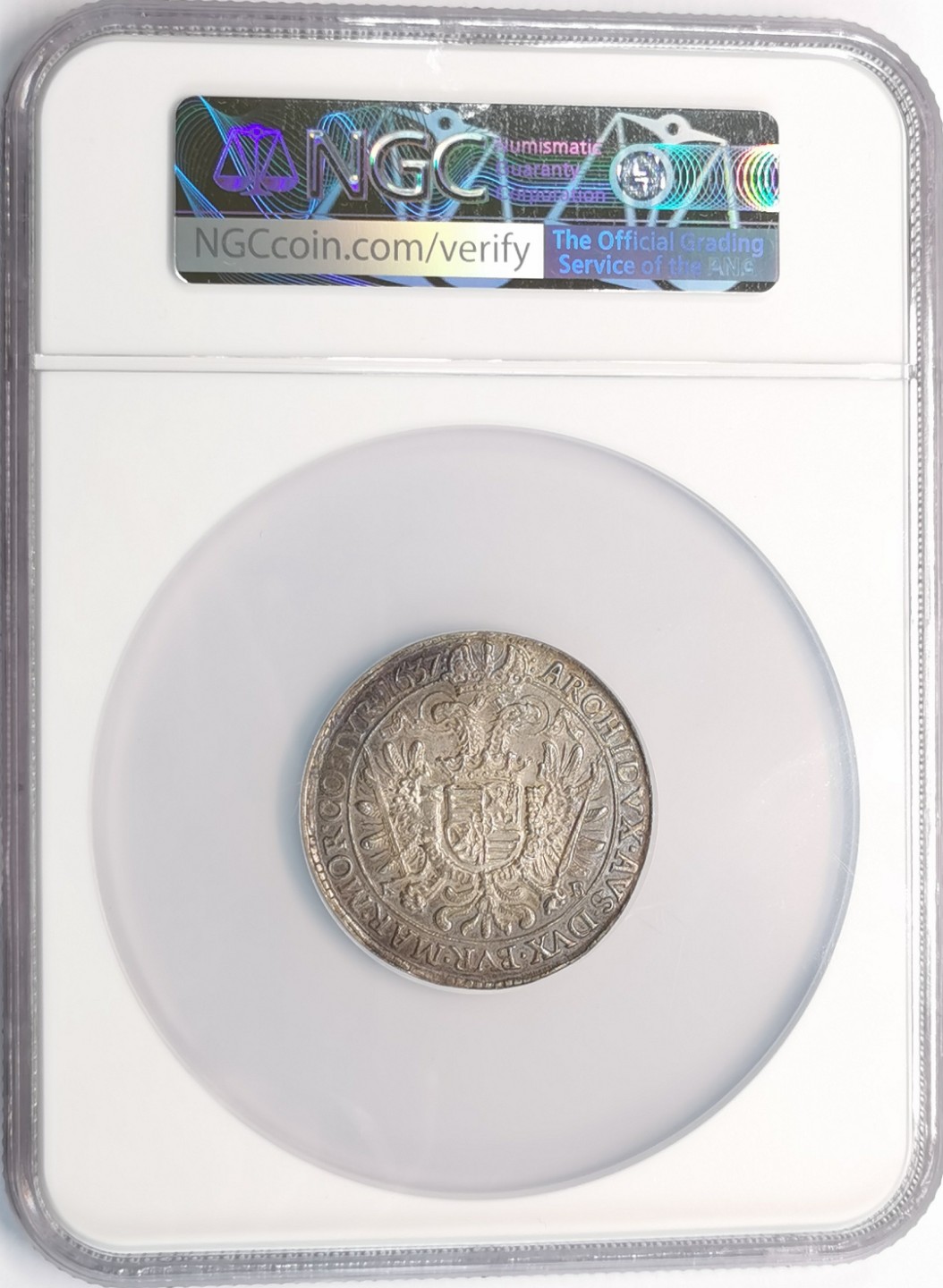 凡希社世界钱币微拍第二百零五期 稀！1637神罗匈牙利斐迪南二世大型泰勒NGC-MS62环彩冠军分！