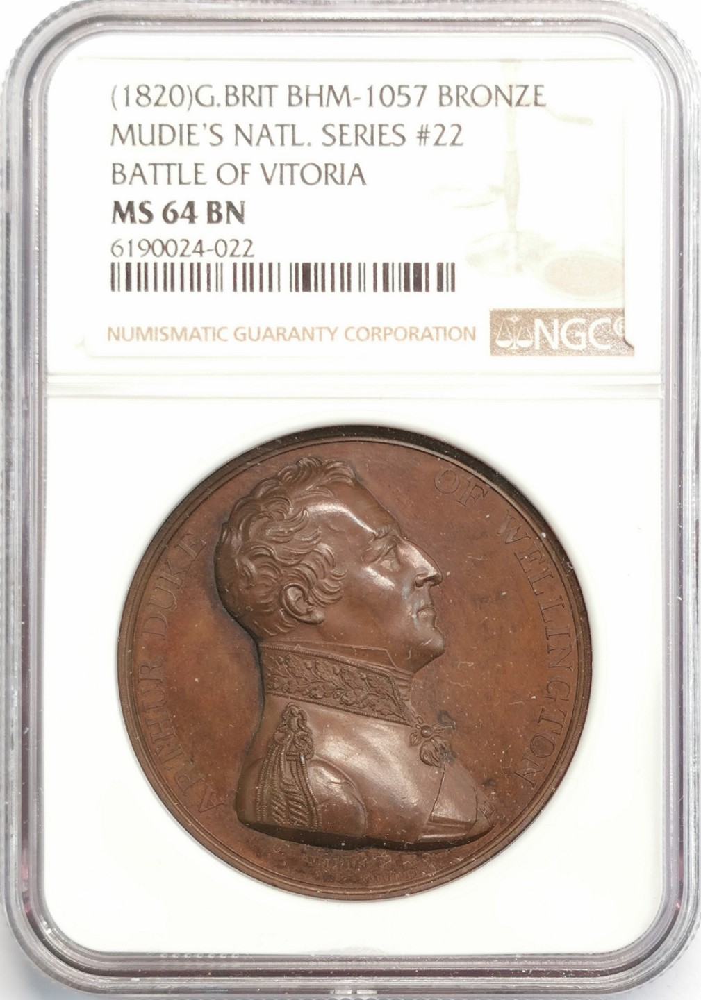 凡希社世界钱币微拍第二百零五期 1820英国威灵顿维多利亚战役纪念铜章NGC-MS64设计精彩！