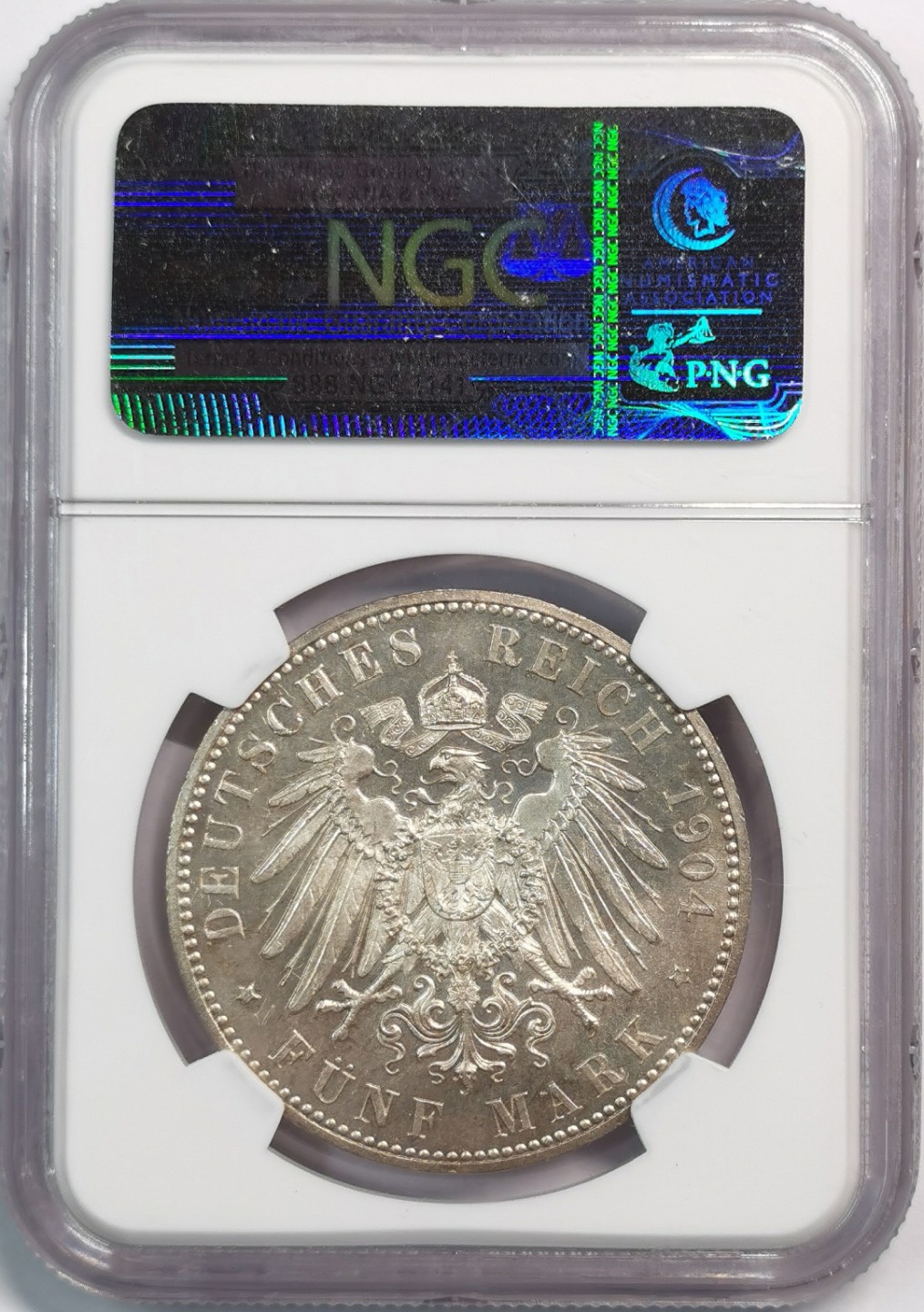 凡希社世界钱币微拍第二百零五期 1904德国梅克伦堡5马克大银NGC-MS65高分收藏级！