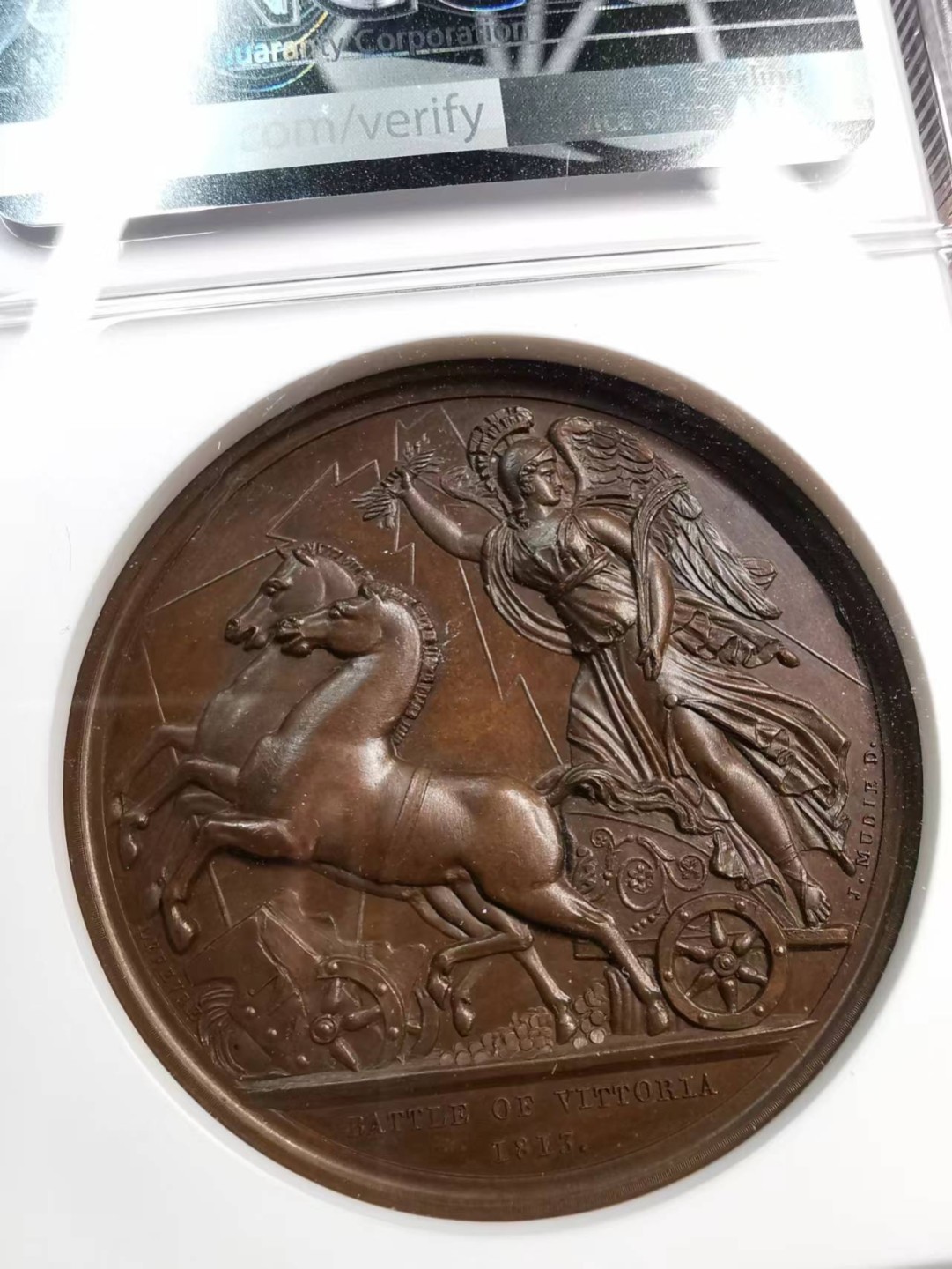 凡希社世界钱币微拍第二百零五期 1820英国威灵顿维多利亚战役纪念铜章NGC-MS64设计精彩！