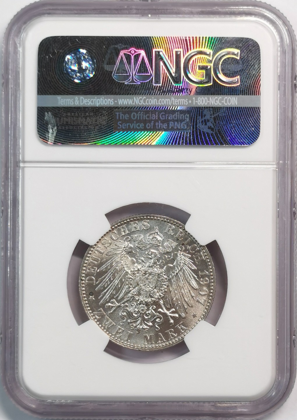 凡希社世界钱币微拍第二百零五期 1907德国萨克森2马克NGC-MS64