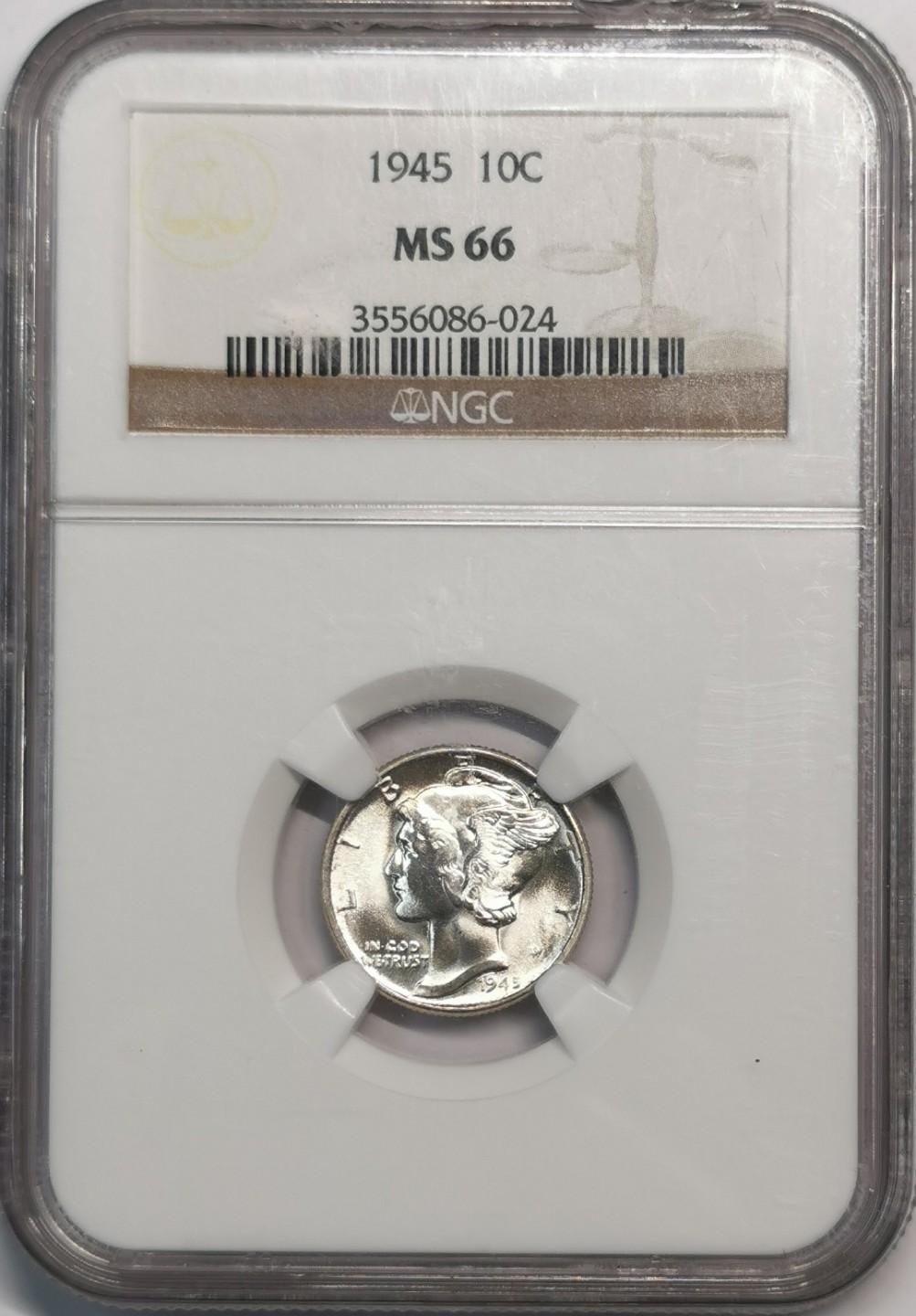 凡希社世界钱币微拍第二百零五期 1945美国墨丘利10美分银币NGC-MS66
