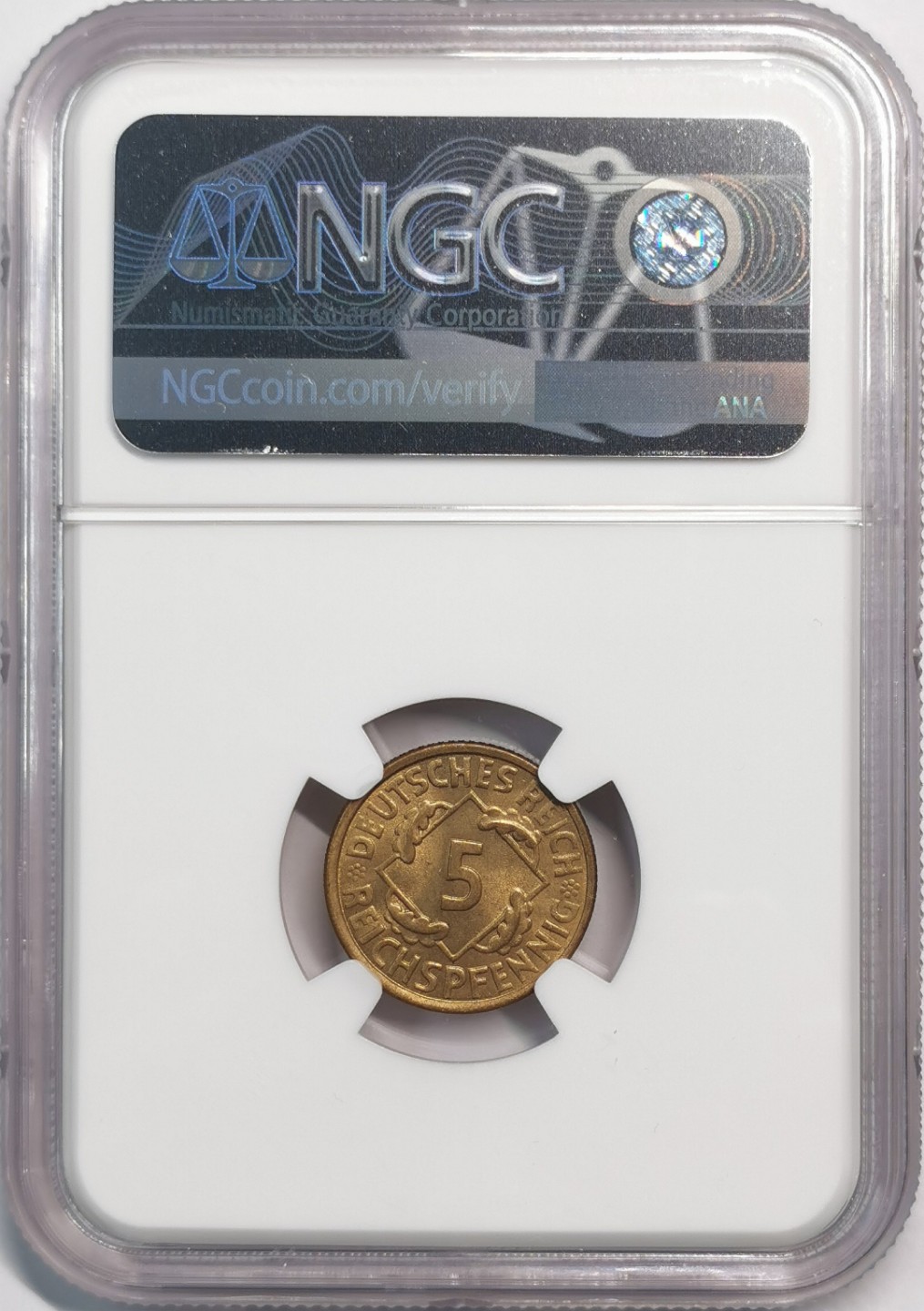 凡希社世界钱币微拍第二百零五期 1925魏玛5芬尼NGC-MS64