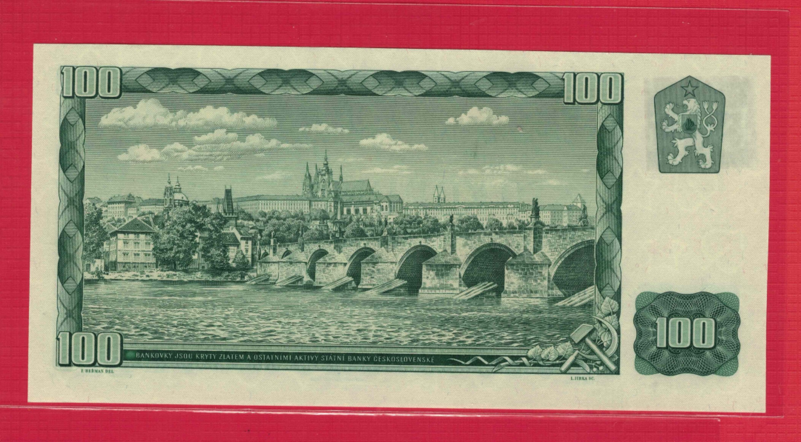 捷克1993年100克朗（贴票币）克劳斯目录P-1 实物图 UNC     