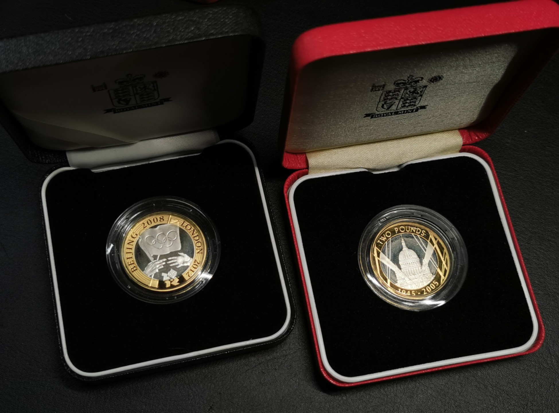 凡希社世界钱币微拍第二百零五期 2005/2012英国双色纪念银币两种全品带原盒