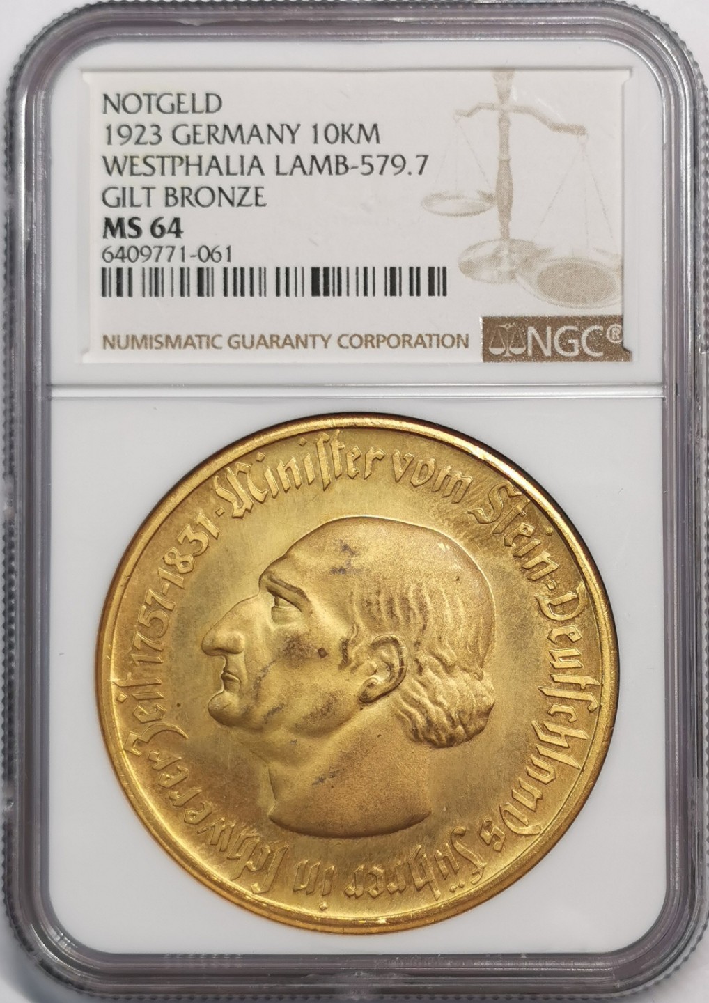 凡希社世界钱币微拍第二百零五期 1923威斯特伐利亚马币10000马克NGC-MS64