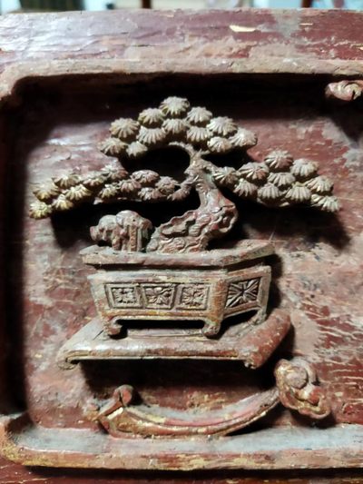 清代 徽州 木雕 茶壶 盆景 香炉 博古图 文房雅器 35.5*16.5*1.5cm - 清代 徽州 木雕 茶壶 盆景 香炉 博古图 文房雅器 35.5*16.5*1.5cm