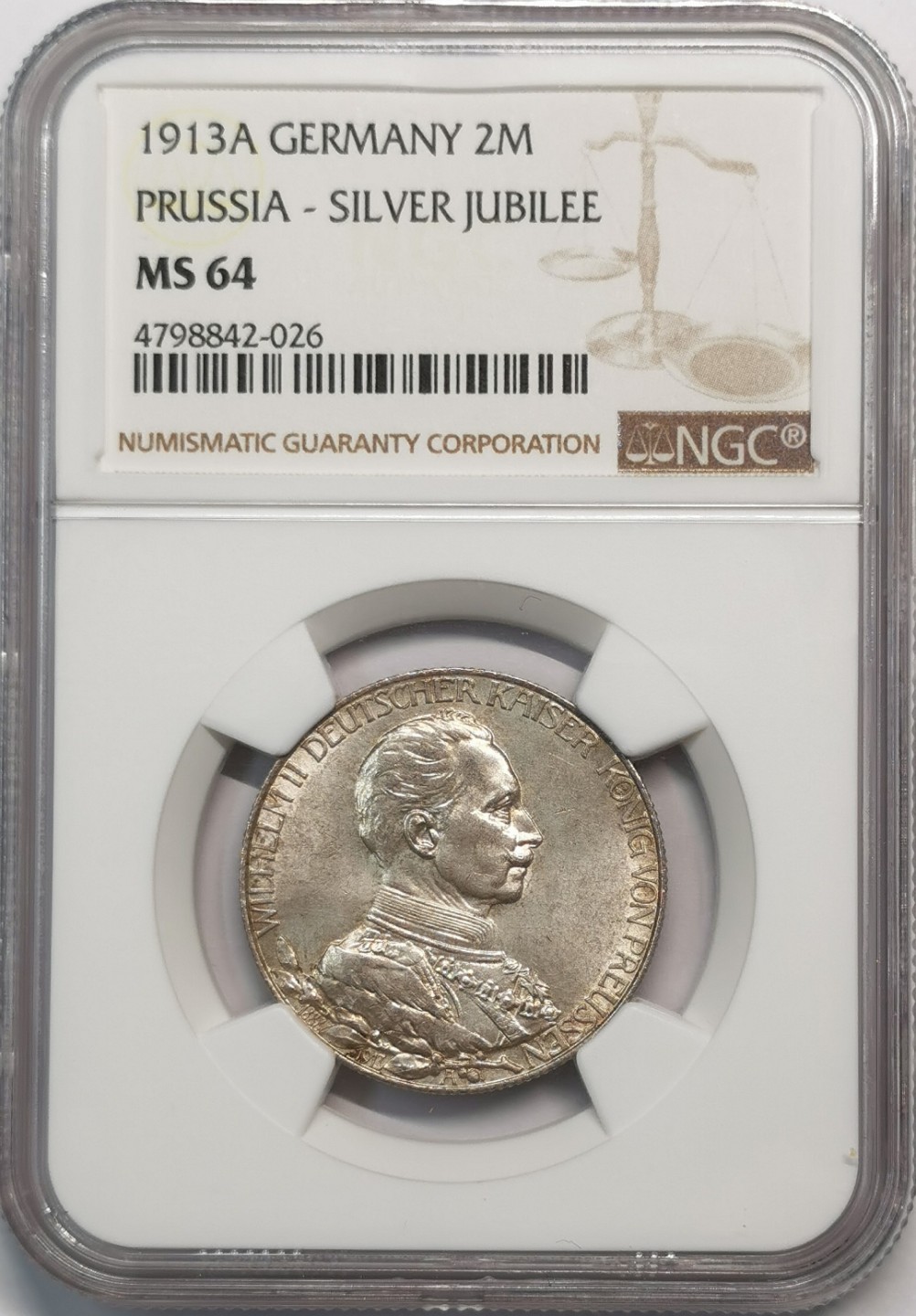 凡希社世界钱币微拍第二百零五期 1913普鲁士2马克NGC-MS64