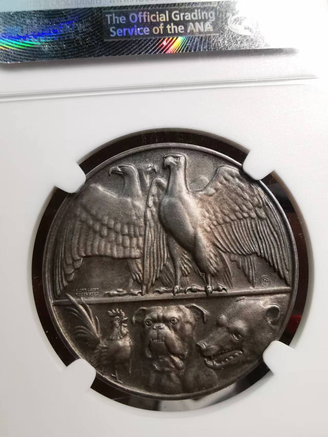 凡希社世界钱币微拍第二百零五期 1914德国战争会议纪念银章NGC-MS64磨砂质感！