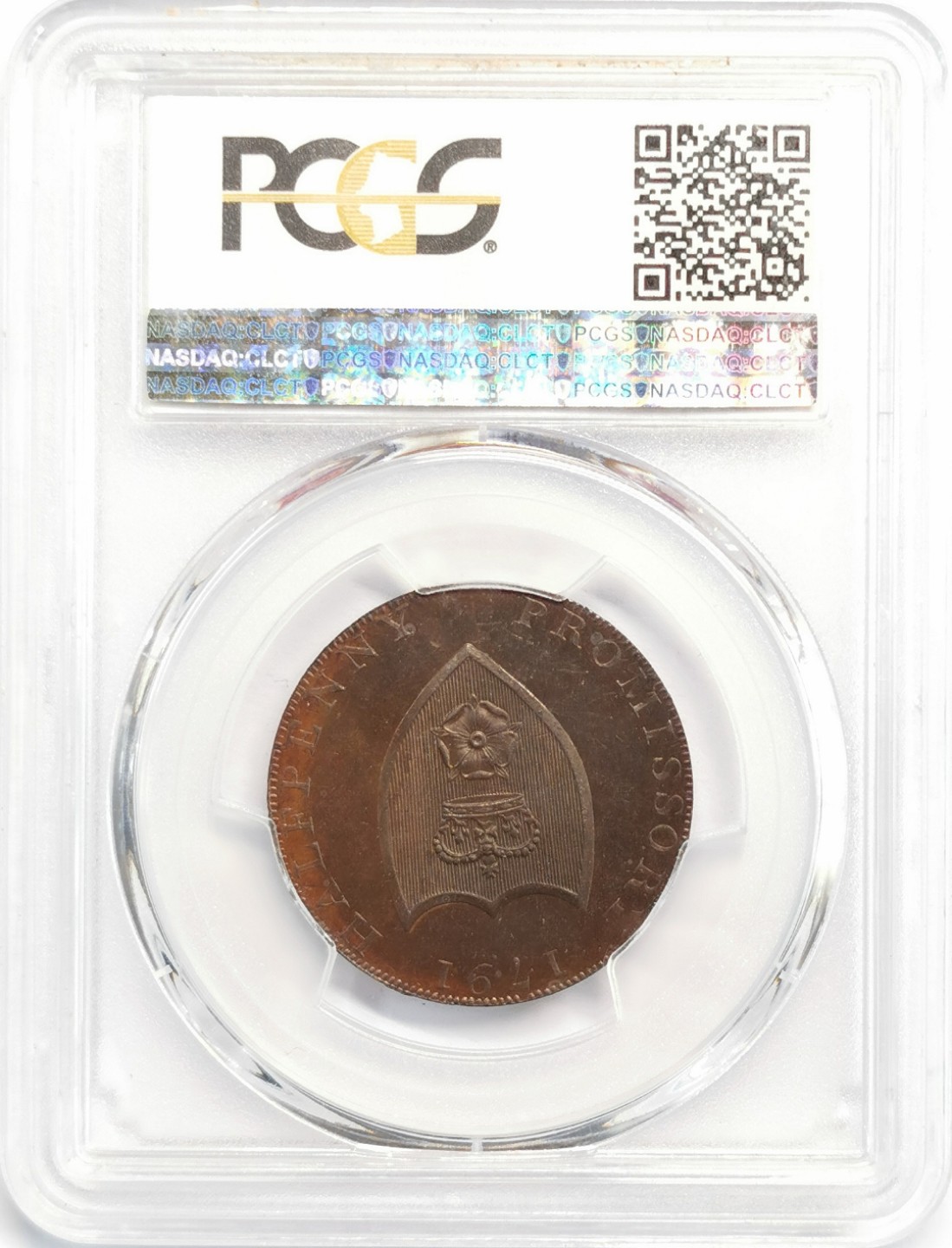 凡希社世界钱币微拍第二百零五期 荐！1791英国汉普郡朴茨茅斯1/2便士TKNPCGS-PF64精铸稀有！