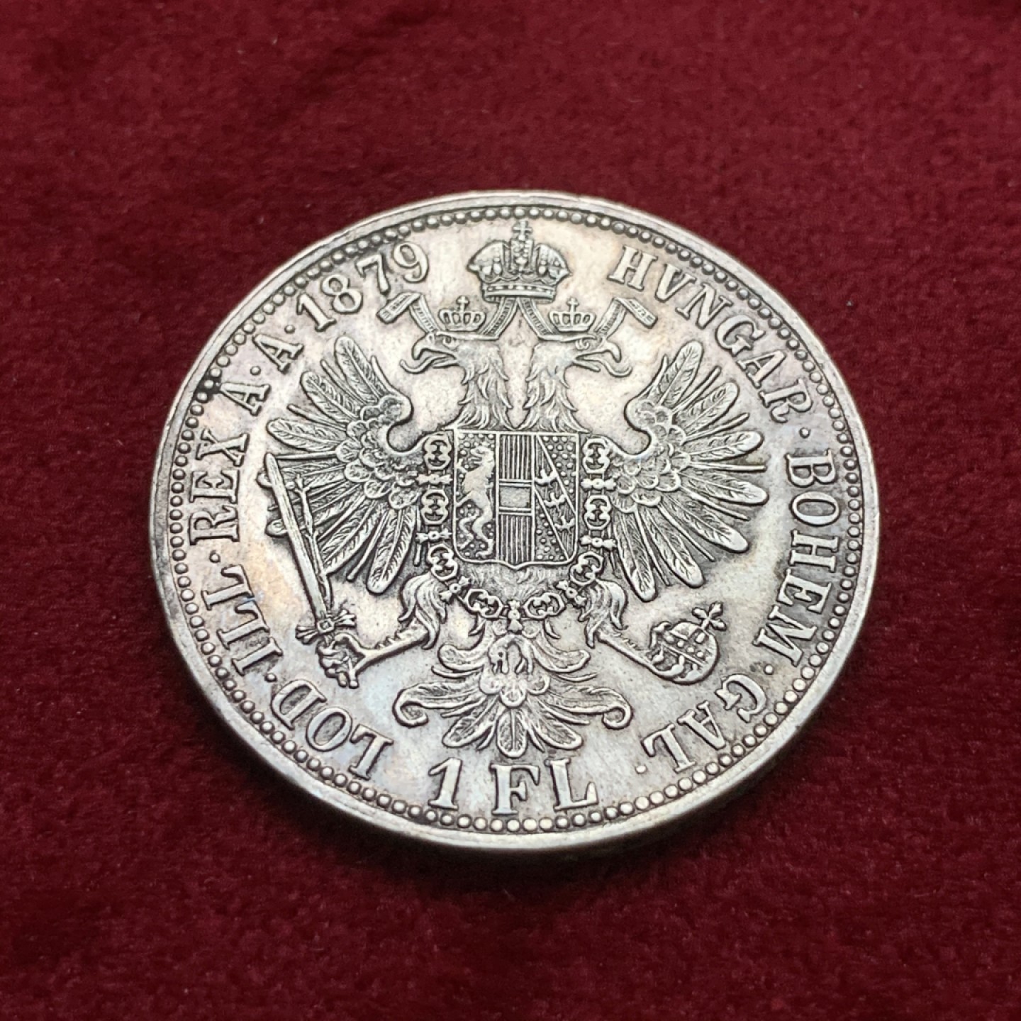 《竞宝斋》第75场-本周日，周一2场连拍（全场不限金额包邮） 奥匈帝国 1879年 1F 银币一枚 原味好细节