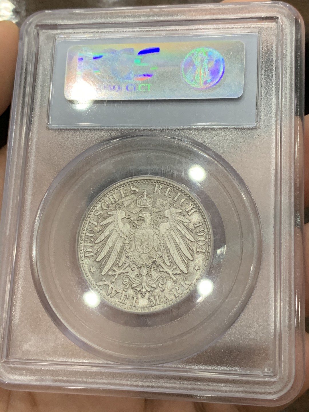 《竞宝斋》第75场-本周日，周一2场连拍（全场不限金额包邮） PCGS-MS66 不莱梅 1904J 2马克 收藏级精品马克自由市入门品种 不莱梅马克是热门 这枚状态极佳