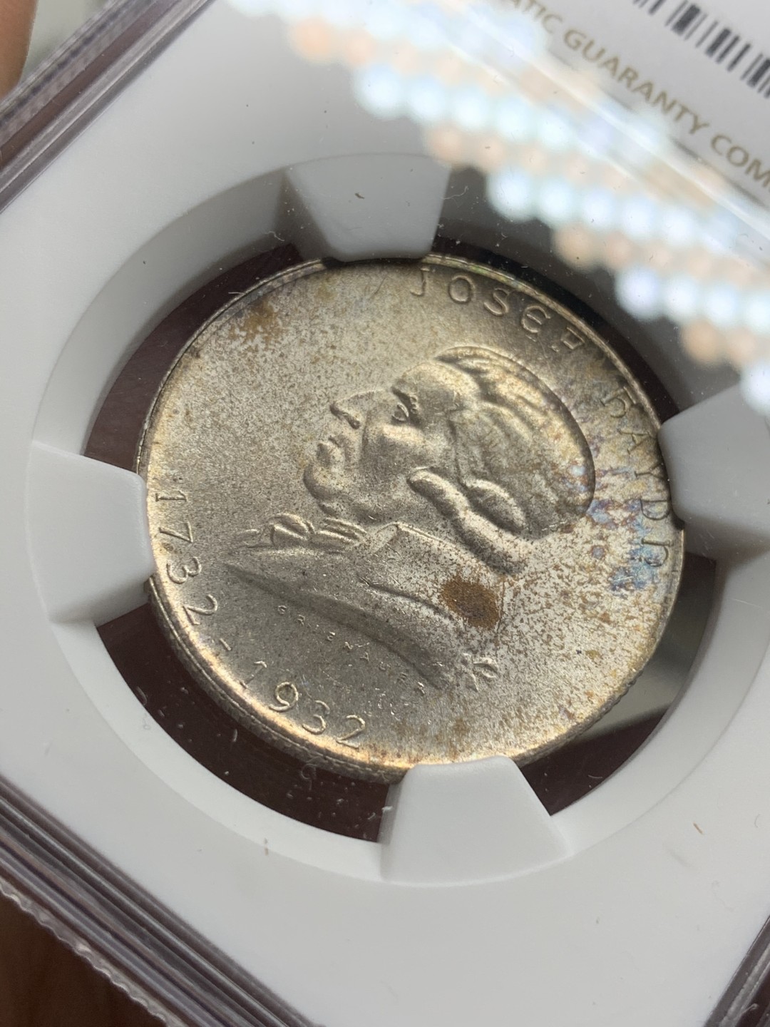 《竞宝斋》第75场-本周日，周一2场连拍（全场不限金额包邮） NGC MS-63 奥地利1932年 约瑟夫纪念 2先令银币 原光好品