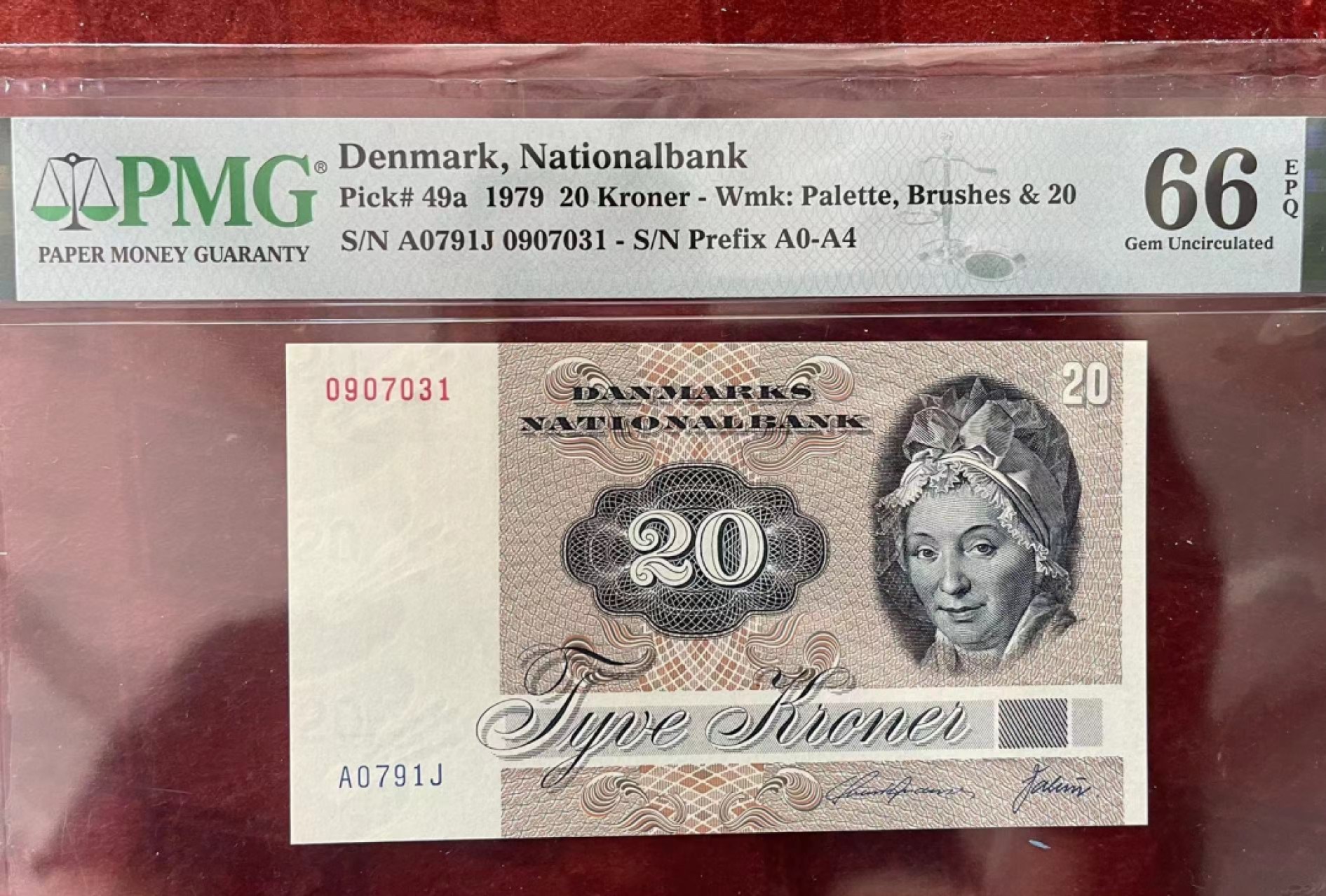 收藏联盟Quantum Auction 第176期拍卖 丹麦1979年20克朗 PMG66 初版 小麻雀
