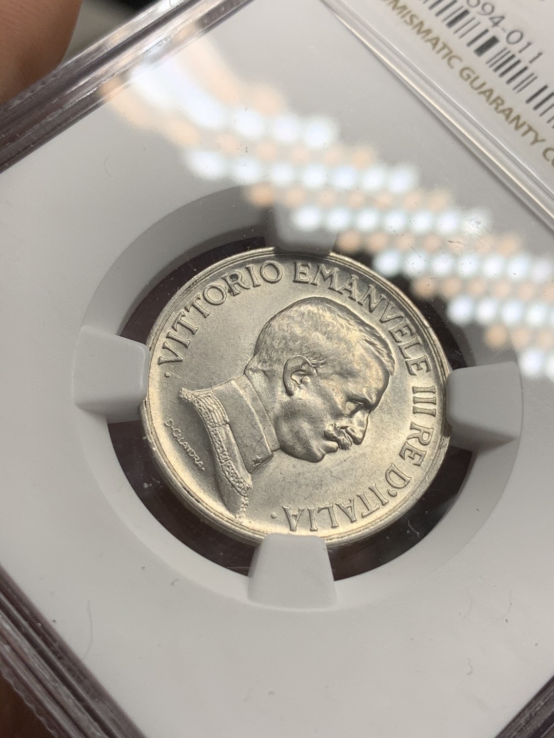 《竞宝斋》第75场-本周日，周一2场连拍（全场不限金额包邮） NGC-MS62 意大利1917年 ⻢⻋里拉 银币，这东⻄上MS不易，最近持续涨价