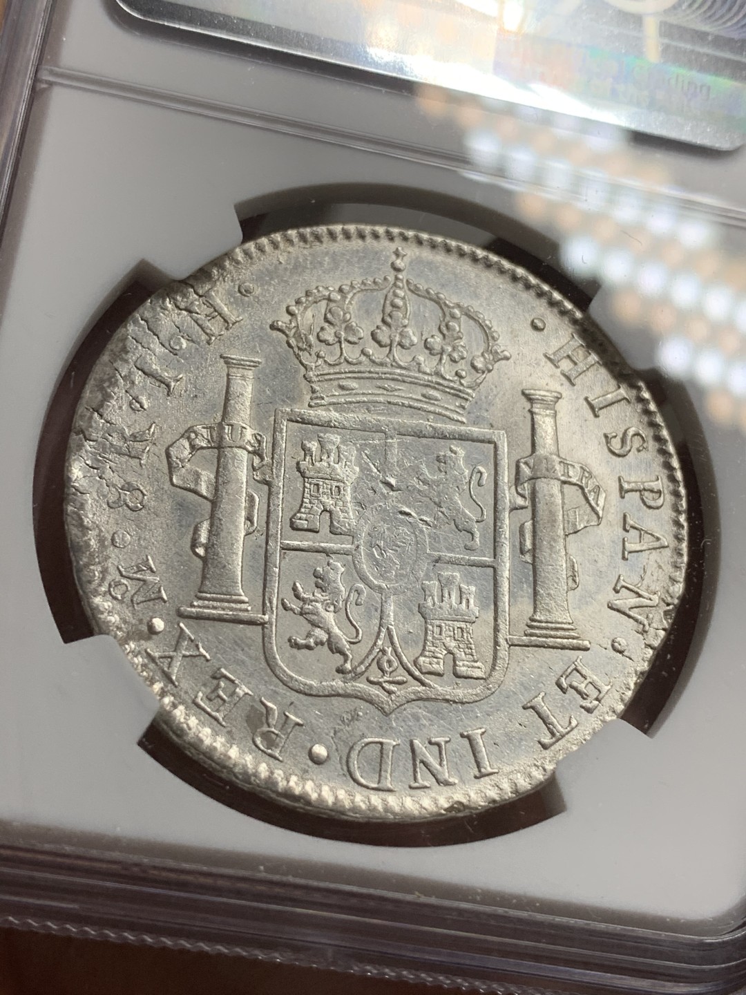 《竞宝斋》第75场-本周日，周一2场连拍（全场不限金额包邮） NGC-AUD 墨西哥双柱 卡洛斯四世 1804年8里亚尔 原光深打 经济实惠