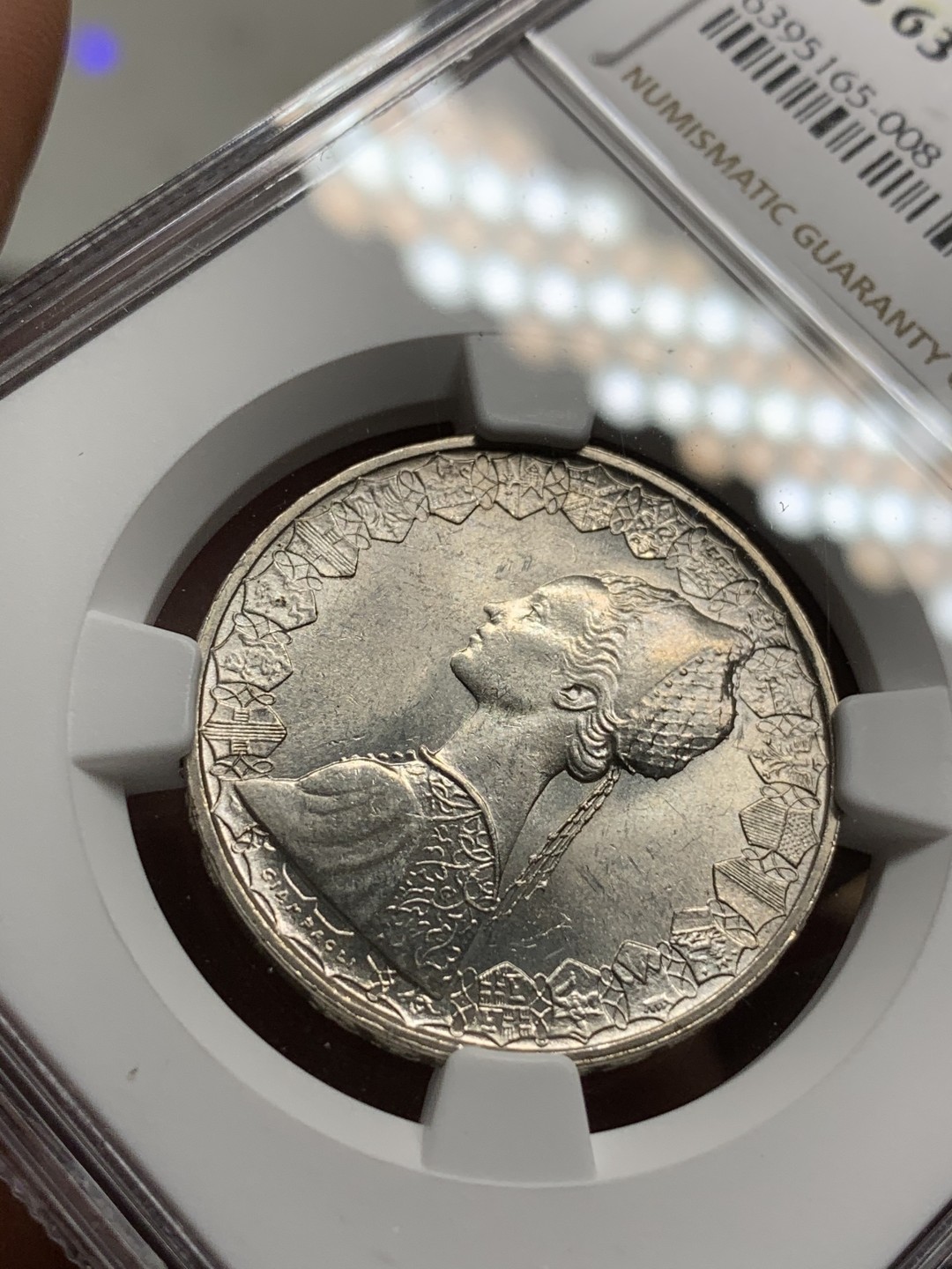 《竞宝斋》第75场-本周日，周一2场连拍（全场不限金额包邮） NGC-MS63 意大利 1959年 早期年份帆船 500里拉银币 完美车轮光