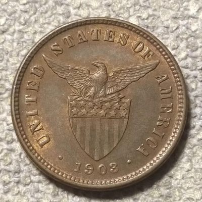 0起1加-纯粹捡漏拍-99场包邮 - 美属菲律宾1903年半分铜币-美属首版好品