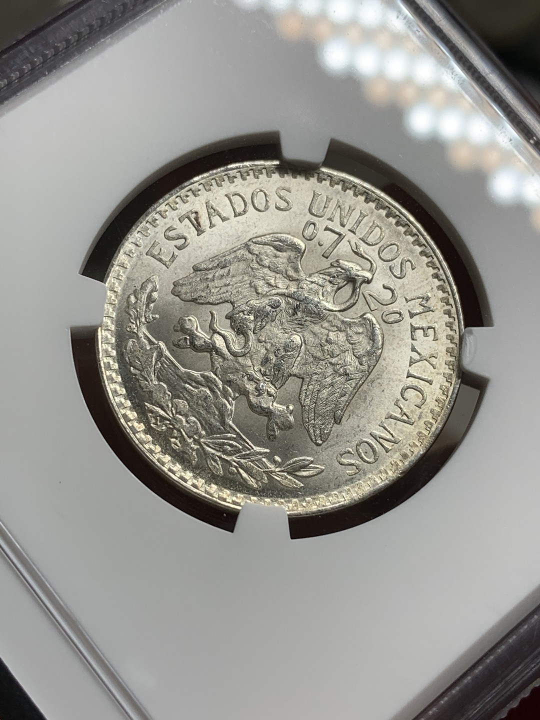 《竞宝斋》第75场-本周日，周一2场连拍（全场不限金额包邮） NGC-MS66 墨西哥1945年 鹰洋50分 银币 顶级品相 一步到位