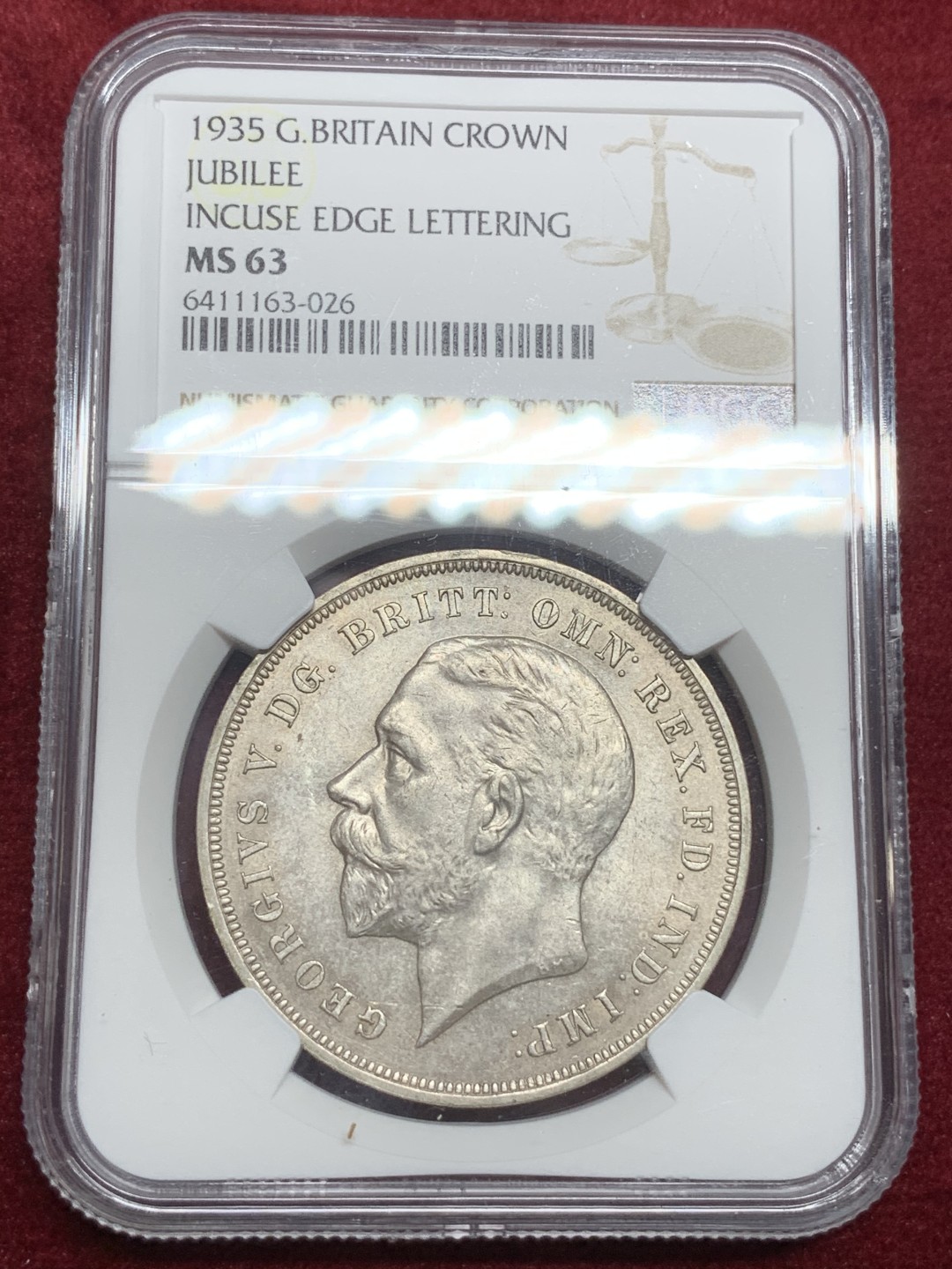 《竞宝斋》第75场-本周日，周一2场连拍（全场不限金额包邮） NGC MS63 原光1935年英国乔治五世木马剑一克朗银币