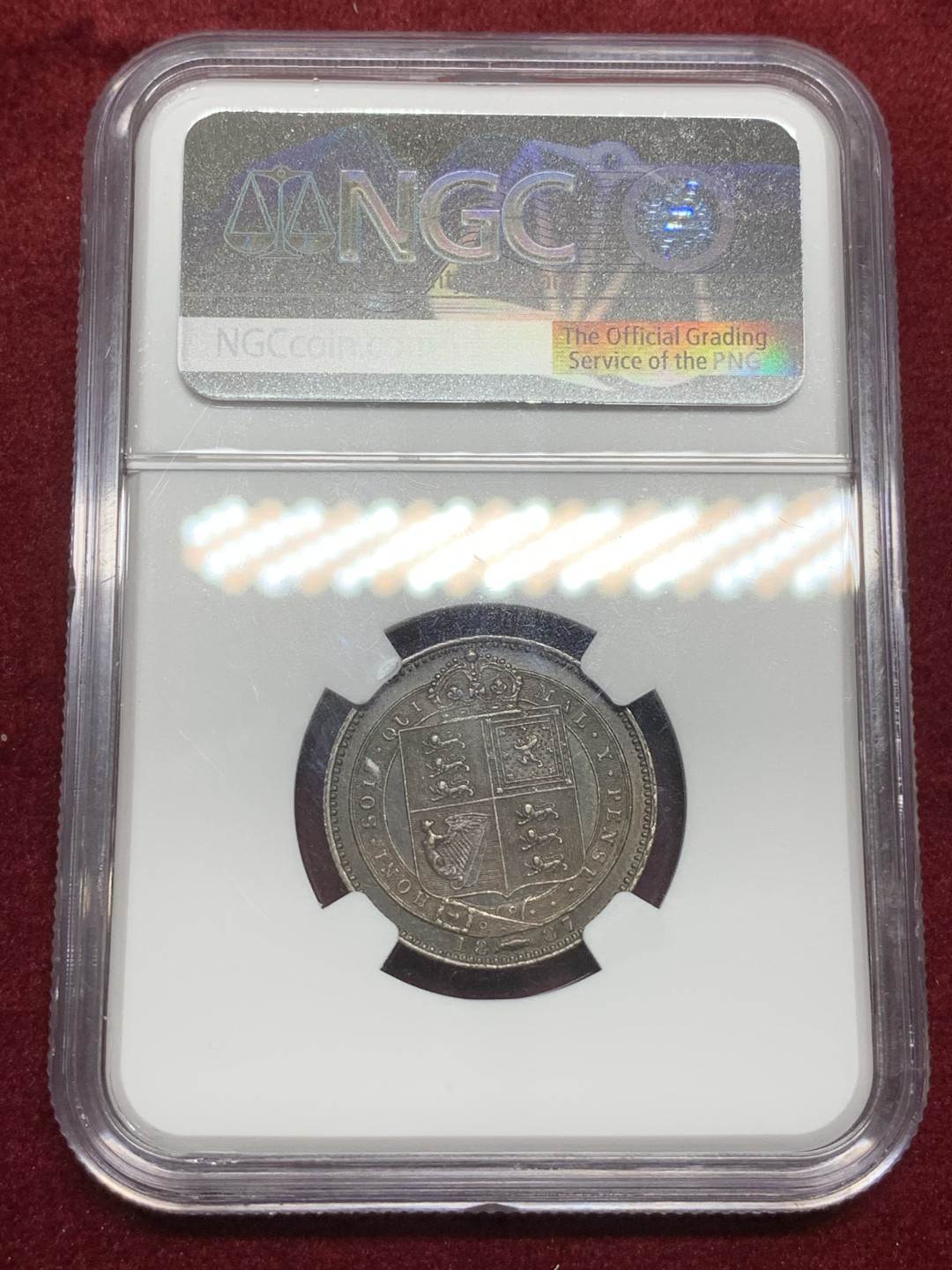 《竞宝斋》第75场-本周日，周一2场连拍（全场不限金额包邮） NGC-AU55 英国 1887年 维多利亚高冠1先令银币 欧洲原味老包浆 岁月感浓厚