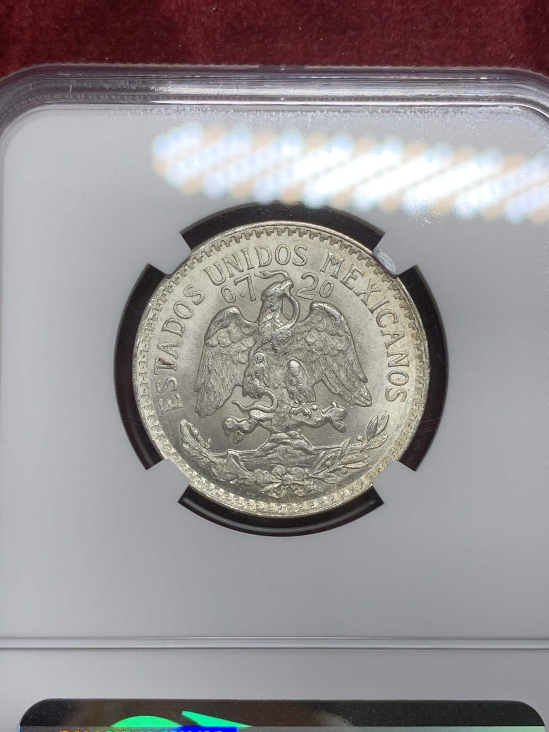 《竞宝斋》第75场-本周日，周一2场连拍（全场不限金额包邮） NGC-MS66 墨西哥1945年 鹰洋50分 银币 顶级品相 一步到位