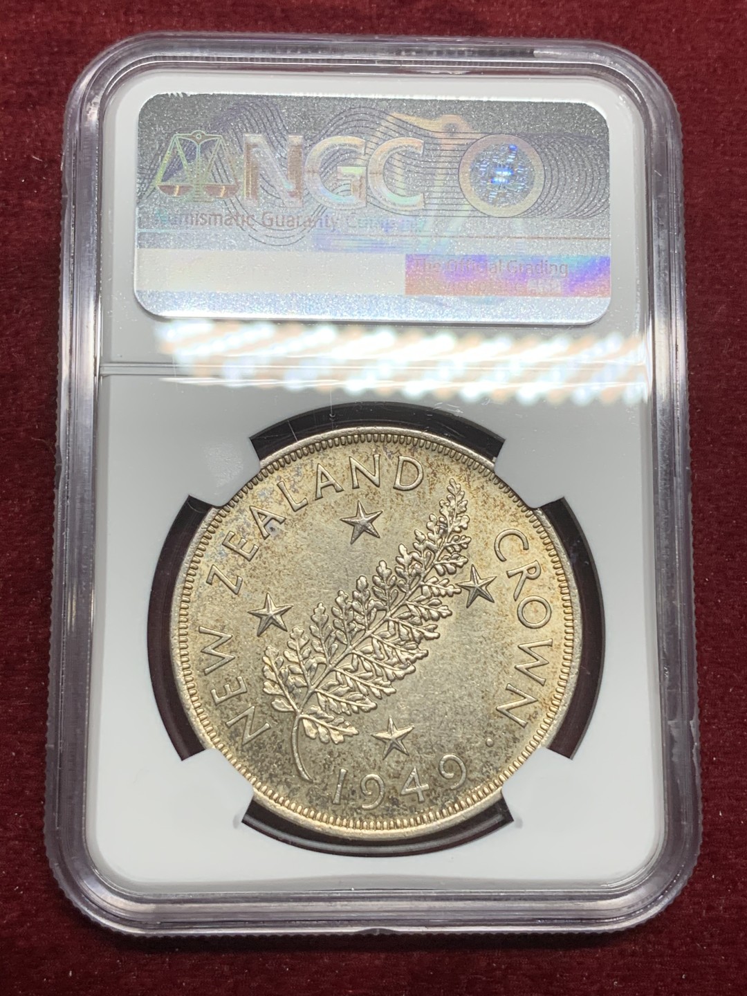 《竞宝斋》第75场-本周日，周一2场连拍（全场不限金额包邮） NGC-MS61 新西兰 1949年 乔五 1克朗 大银币 原光好品 分数偏低