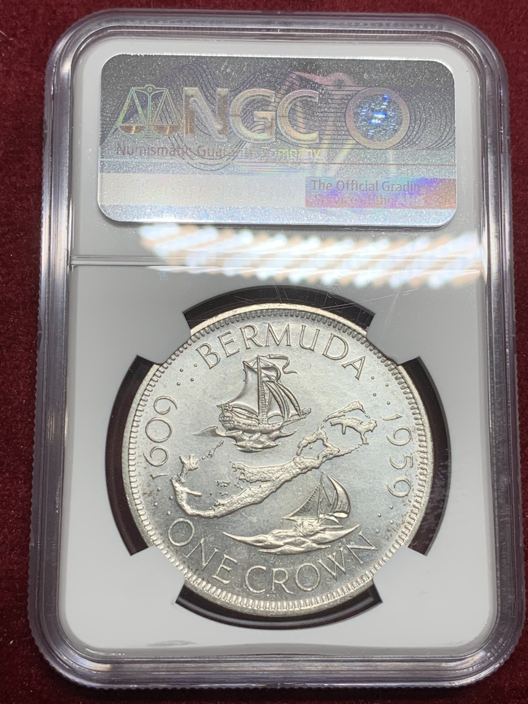 《竞宝斋》第75场-本周日，周一2场连拍（全场不限金额包邮） NGC-MS65 百慕大1959年 伊丽莎白女王 1克朗大银币 挺好的分数