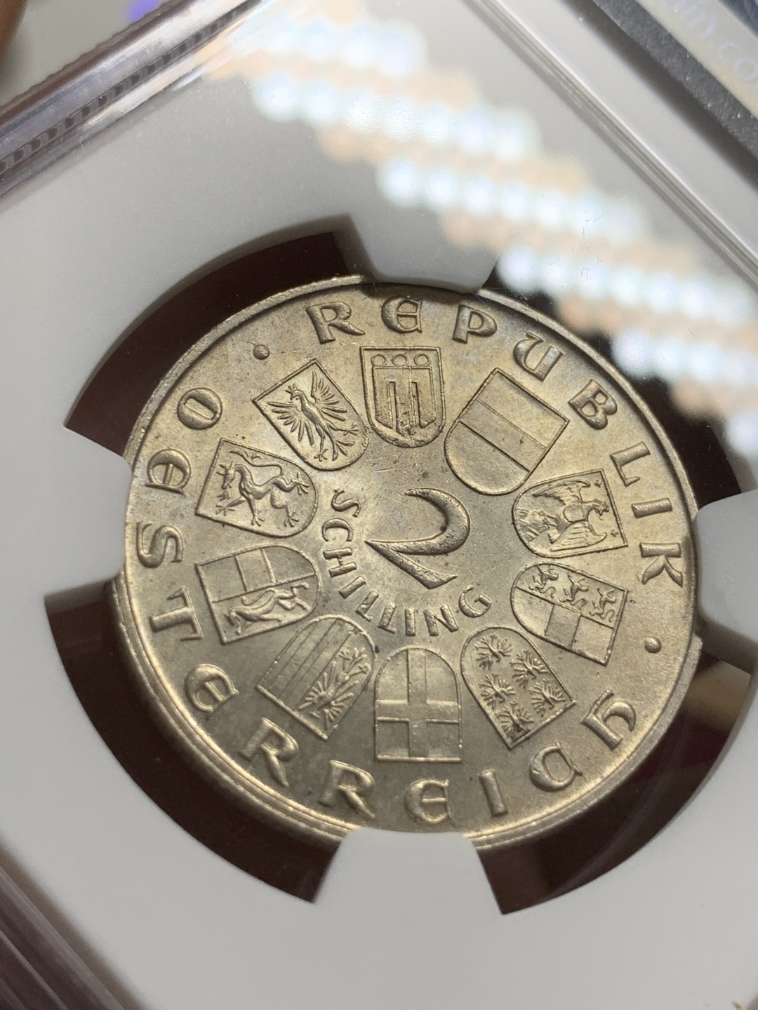 《竞宝斋》第75场-本周日，周一2场连拍（全场不限金额包邮） NGC MS-64 奥地利 1929年 比尔罗特诞辰100周年 2先令 银币 好品难得