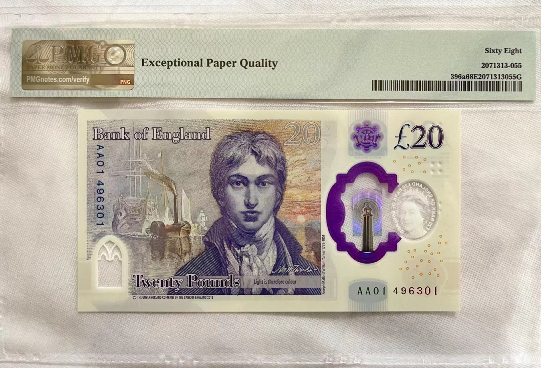 收藏联盟Quantum Auction 第176期拍卖 英国2018年20镑 PMG68 AA01首发冠号高分