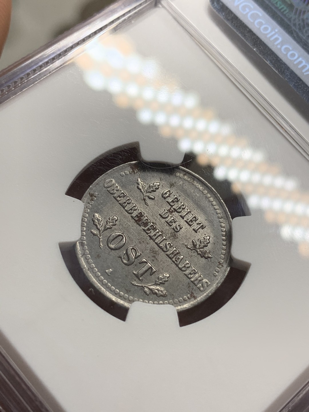 《竞宝斋》第75场-本周日，周一2场连拍（全场不限金额包邮） NGC UNC97 1916年德国一站东线戈比 难得的转光好品