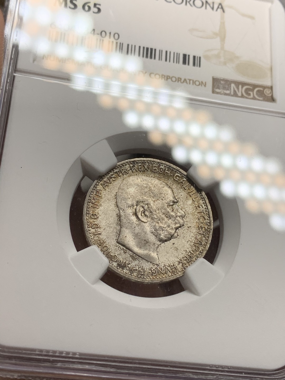 《竞宝斋》第75场-本周日，周一2场连拍（全场不限金额包邮） NGC-MS65 奥地利1915年 佛朗茨 1克朗银币 一流包浆 顶级状态